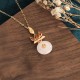 White Jade Fox Copper Coin Luck Necklace White Jade Fox Copper Coin Luck Necklace