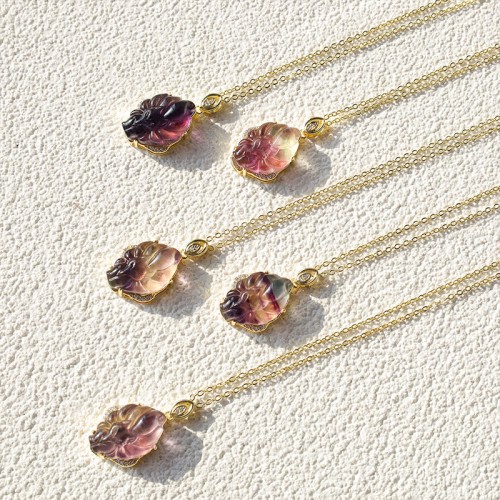 Colorful Fluorite Nine-Tailed Fox Protection Necklace Colorful Fluorite Nine-Tailed Fox Protection Necklace