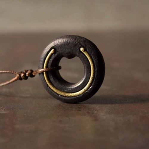 Zen Circle Ebony Wood Calm Necklace Pendant Zen Circle Ebony Wood Calm Necklace Pendant