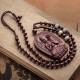 Chinese Zodiac Buddha Red Sandalwood Lotus Necklace