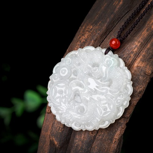 White Jade Dragon Protection Necklace Pendant
