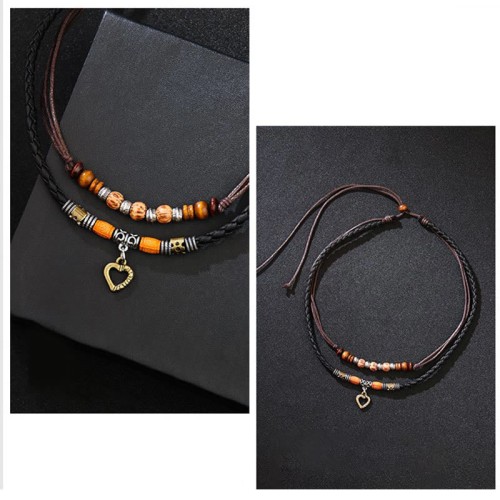 Heart Pattern Bead Healing Necklace Pendant Bracelet