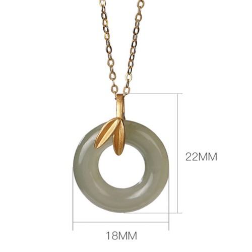 925 Silver Cyan Jade Bamboo Leaf Harmony Necklace 925 Silver Cyan Jade Bamboo Leaf Harmony Necklace