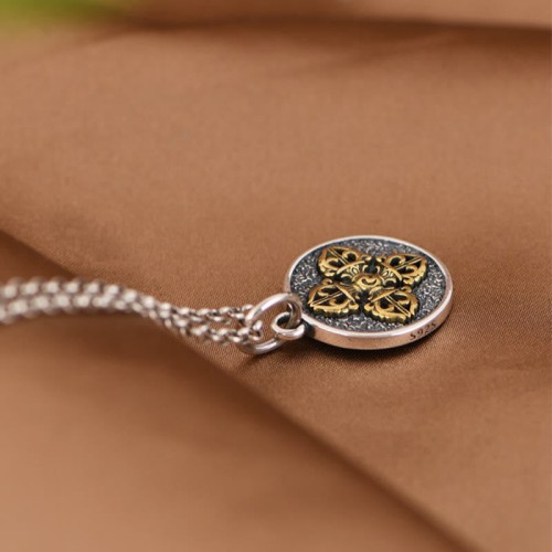 925 Sterling Silver Double Dorje Vajra Necklace 925 Sterling Silver Double Dorje Vajra Necklace