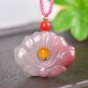 Pink Golden Silk Jade Lotus Flower Necklace Pink Golden Silk Jade Lotus Flower Necklace