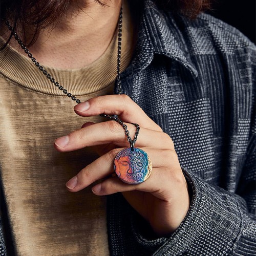 999 Sterling Silver Half Demon Half Buddha Compassion Necklace 999 Sterling Silver Half Demon Half Buddha Compassion Necklace