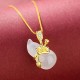 Cyan Jade Gourd Lotus Leaf Abundance Necklace Cyan Jade Gourd Lotus Leaf Abundance Necklace