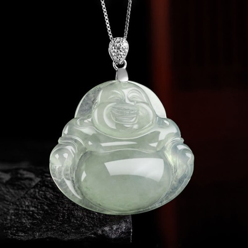 925 Sterling Silver Jade Laughing Buddha Necklace 925 Sterling Silver Jade Laughing Buddha Necklace