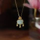 925 Sterling Silver Jade Chalcedony Lock Necklace 925 Sterling Silver Jade Chalcedony Lock Necklace