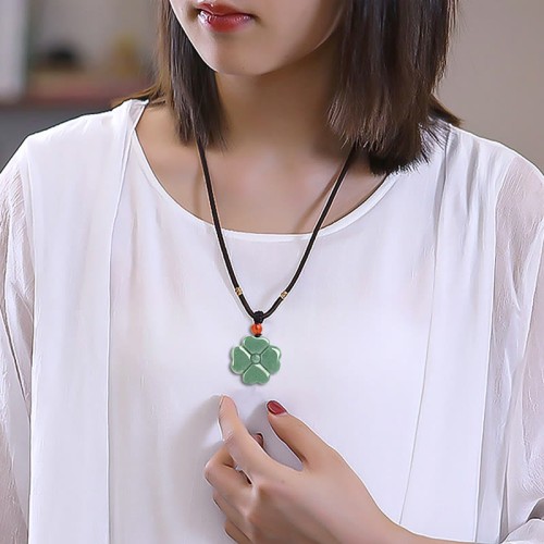 Lucky Four Leaf Clover Jade Prosperity Necklace Lucky Four Leaf Clover Jade Prosperity Necklace