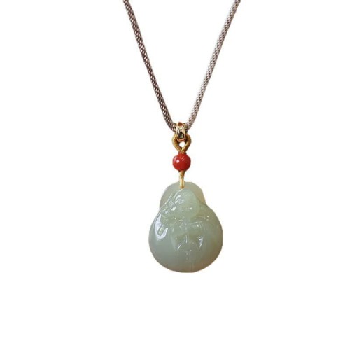 Laughing Buddha Hetian Jade Wealth Necklace