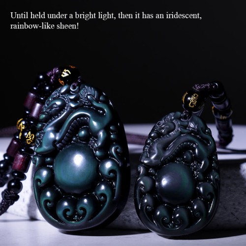 Tibetan Positive Rainbow Obsidian PiXiu Necklace Pendant Tibetan Positive Rainbow Obsidian PiXiu Necklace Pendant