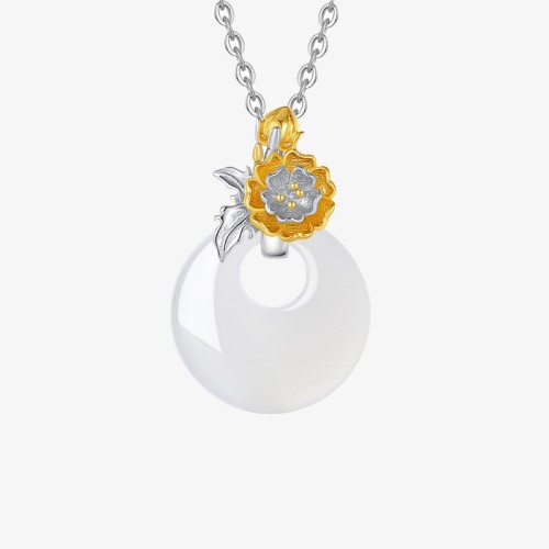925 Silver Chalcedony Twelve Months Flower Harmony Pendant 925 Silver Chalcedony Twelve Months Flower Harmony Pendant