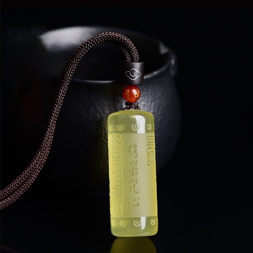 Citrine Heart Sutra Happiness Necklace Pendant Citrine Heart Sutra Happiness Necklace Pendant