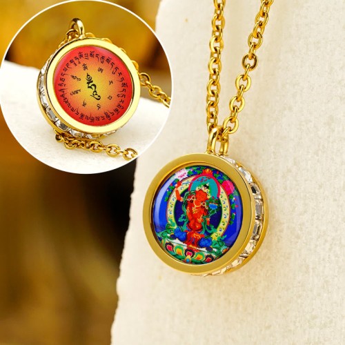 Tibetan Yellow God of Wealth Crystal Necklace
