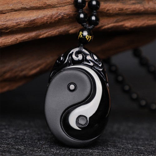 Black Obsidian Yin Yang Strength Necklace