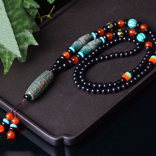 Tibetan Nine-Eye Dzi Bead Dragon Necklace Pendant Tibetan Nine-Eye Dzi Bead Dragon Necklace Pendant