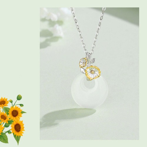 925 Silver Chalcedony Twelve Months Flower Harmony Pendant 925 Silver Chalcedony Twelve Months Flower Harmony Pendant