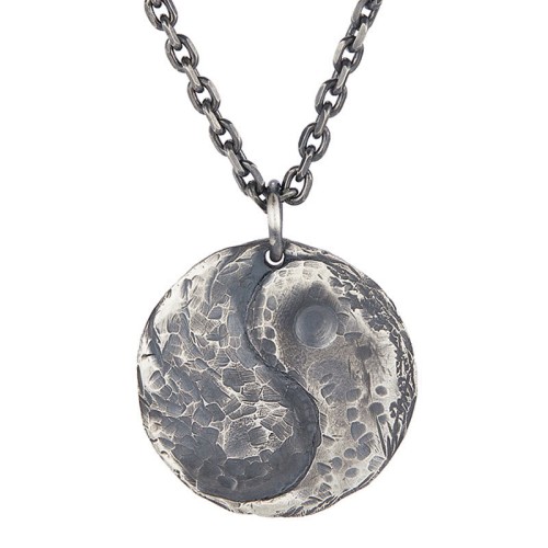 Sterling Silver Yin Yang Hammer Texture Harmony Necklace