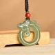 White Jade Cyan Jade Dragon Protection Necklace