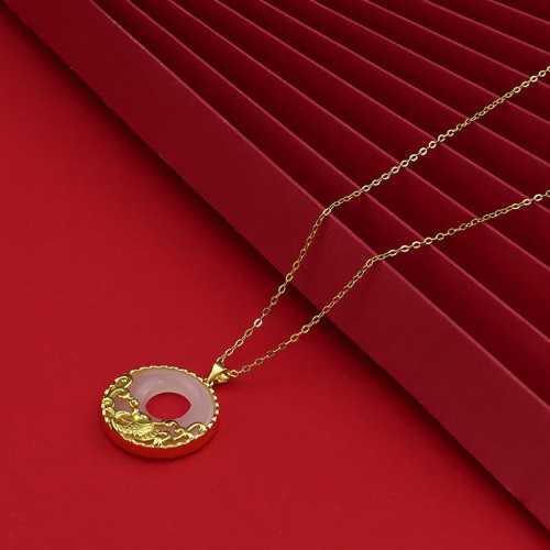 White Jade Koi Fish Titanium Steel Prosperity Necklace White Jade Koi Fish Titanium Steel Prosperity Necklace