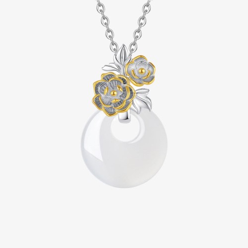 925 Silver Chalcedony Twelve Months Flower Harmony Pendant 925 Silver Chalcedony Twelve Months Flower Harmony Pendant
