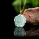 Gold Sterling Silver Natural Jade Rose Luck Necklace Gold Sterling Silver Natural Jade Rose Luck Necklace