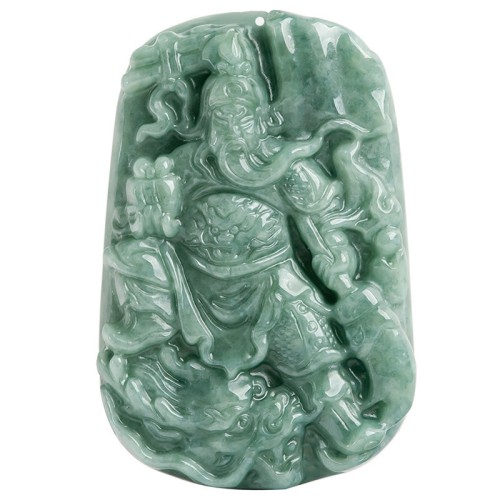 Natural Jade Guan Gong Wealth Amulet Necklace Natural Jade Guan Gong Wealth Amulet Necklace