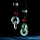 Natural Hetian Cyan Jade White Jade Double Peace Necklace