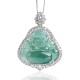 925 Sterling Silver Laughing Buddha Jade Luck Necklace Pendant