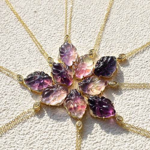 Colorful Fluorite Nine-Tailed Fox Protection Necklace Colorful Fluorite Nine-Tailed Fox Protection Necklace