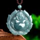 Natural Jade Laughing Buddha Lotus Pattern Necklace