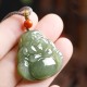 Laughing Buddha Hetian Jade Abundance Necklace