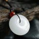 Round Hetian White Jade Peace Blessing Necklace