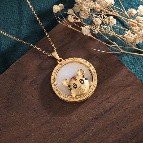 White Jade Year of the Tiger Blessing Necklace White Jade Year of the Tiger Blessing Necklace