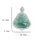925 Sterling Silver Laughing Buddha Jade Luck Necklace Pendant