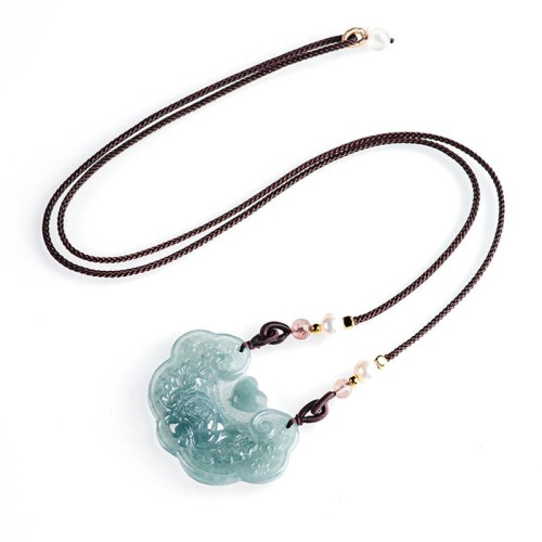 Natural Jade Peony Flower Luck Necklace Natural Jade Peony Flower Luck Necklace