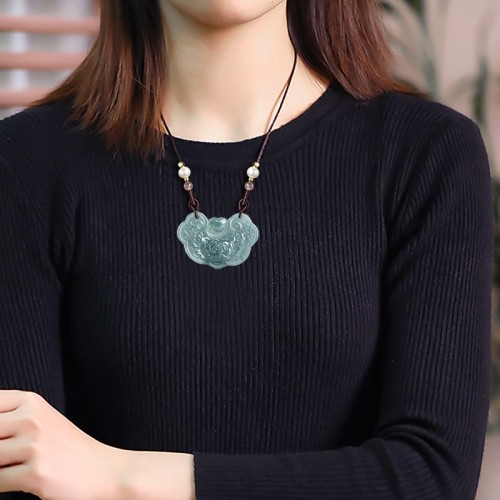Natural Jade Peony Flower Luck Necklace Natural Jade Peony Flower Luck Necklace
