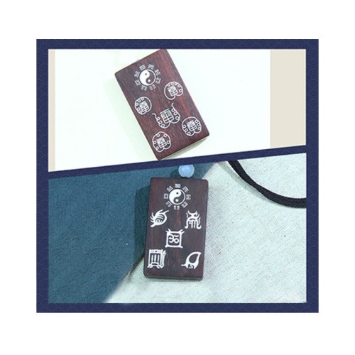 Sterling Silver Small Leaf Red Sandalwood Yin Yang Protection Pendant Sterling Silver Small Leaf Red Sandalwood Yin Yang Protection Pendant