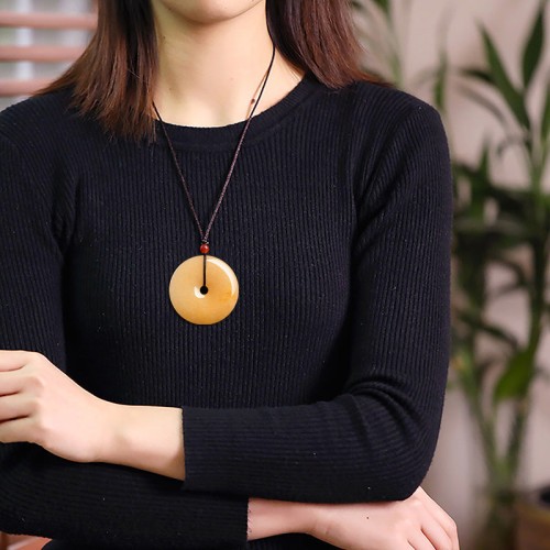 Golden Silk Jade Peace Wealth Necklace Pendant Golden Silk Jade Peace Wealth Necklace Pendant
