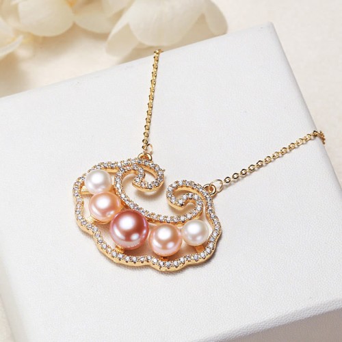 Gold-plated Pearl Chinese Lock Sincerity Necklace Gold-plated Pearl Chinese Lock Sincerity Necklace