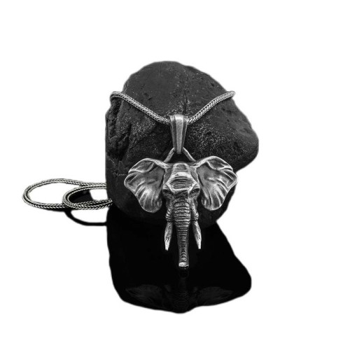 Elephant Pewter Titanium Strength Necklace Pendant