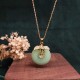 Round Jade Leaf Blessing Necklace Pendant