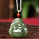 Laughing Buddha Hetian Jade Abundance Necklace