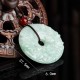 Round Jade Peace Buckle Peony Flower Pendant Necklace