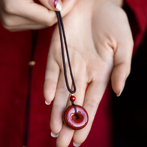 Cinnabar Peace Buckle Calm Blessing Necklace Cinnabar Peace Buckle Calm Blessing Necklace