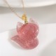 14k Gold Plated 925 Sterling Silver Strawberry Quartz Fox Healing Pendant 14k Gold Plated 925 Sterling Silver Strawberry Quartz Fox Healing Pendant