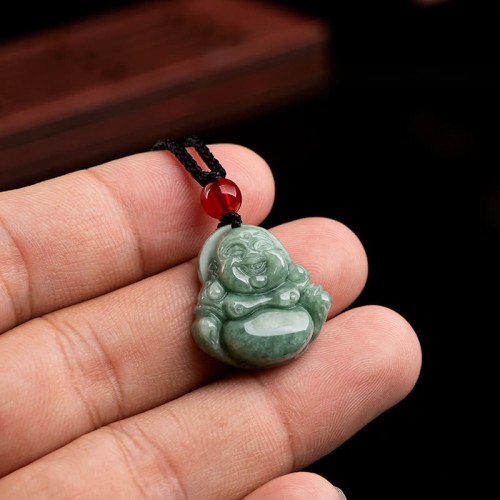 Green Jade Laughing Buddha Luck Necklace Pendant Green Jade Laughing Buddha Luck Necklace Pendant