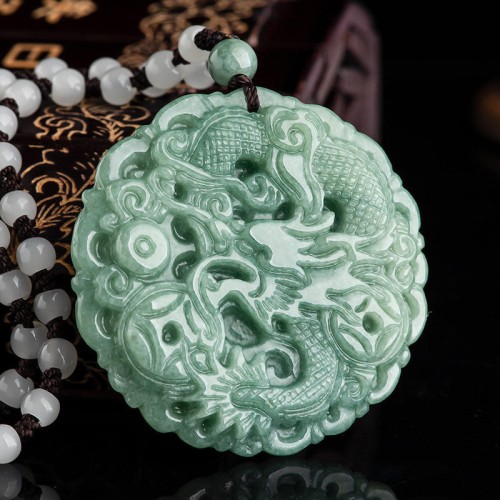 Chinese Zodiac Dragon Jade Fortune Necklace