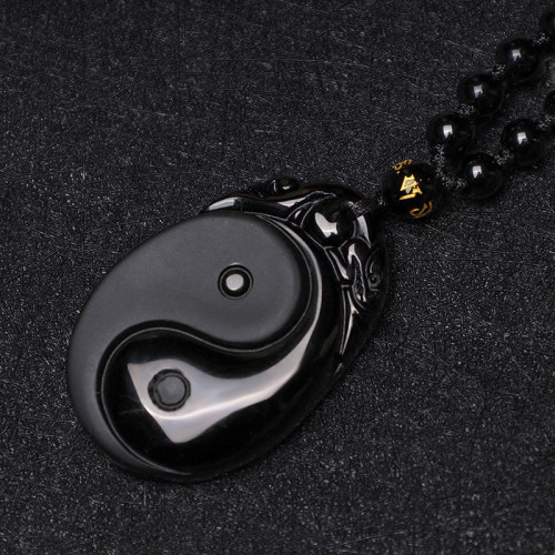 Black Obsidian Yin Yang Strength Necklace